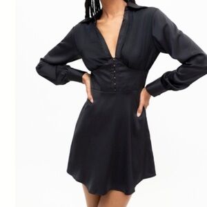 Urban outfitters phoebe corseted Black Women's shirt-Dress